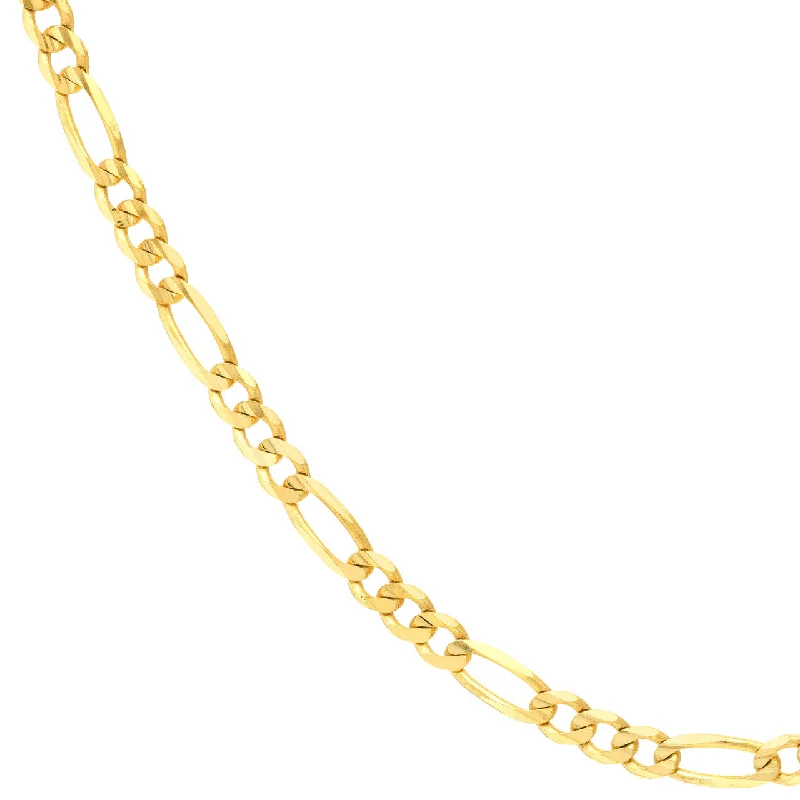 Solid 14K Gold 3.9mm Figaro Chain Necklace with Lobster Lock