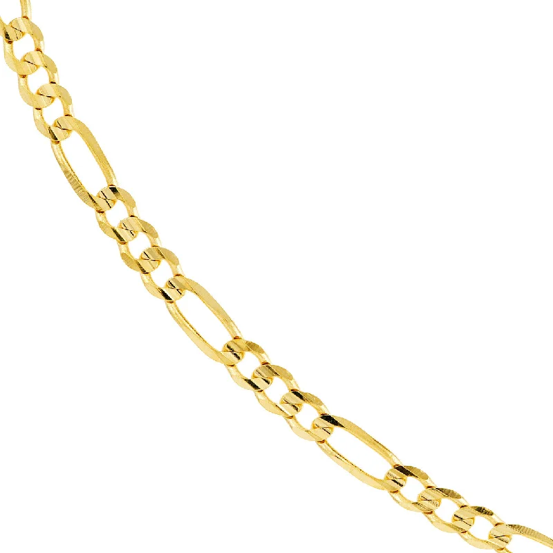 Solid 14K Gold 4.75mm Concave Figaro Chain Necklace with Lobster Lock