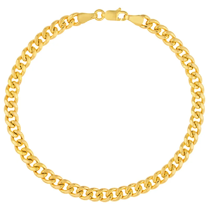 Hollow 14K Yellow Gold 5.35mm Light Miami Cuban Chain Bracelet with Lobster Lock, 8.5"