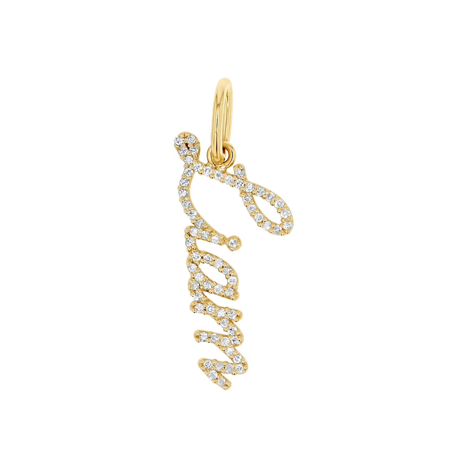 Kids Vertical Diamond Name Script Charm