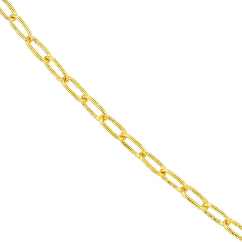 14k Yellow Gold 2mm Round Paperclip Link Chain Necklace with Lobster Claw Clasp