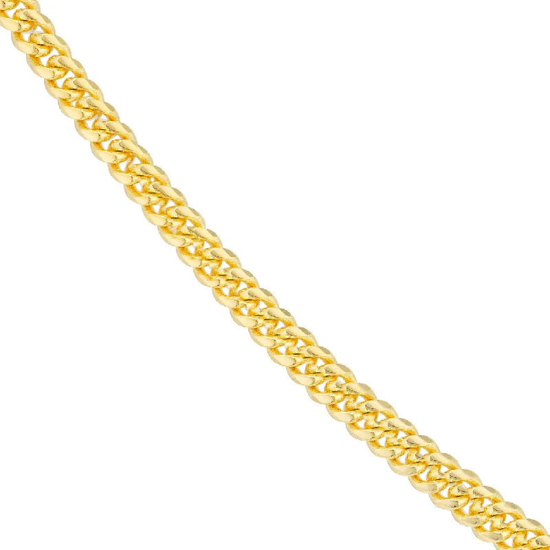 Solid 14K Yellow Gold 3.5mm Miami Cuban Chain Necklace with Lobster Lock