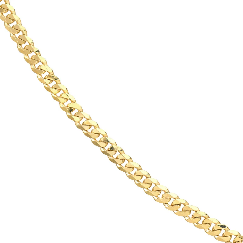 Solid 14K Yellow Gold 4.5mm Miami Curb Cuban Chain Necklace with Lobster Lock