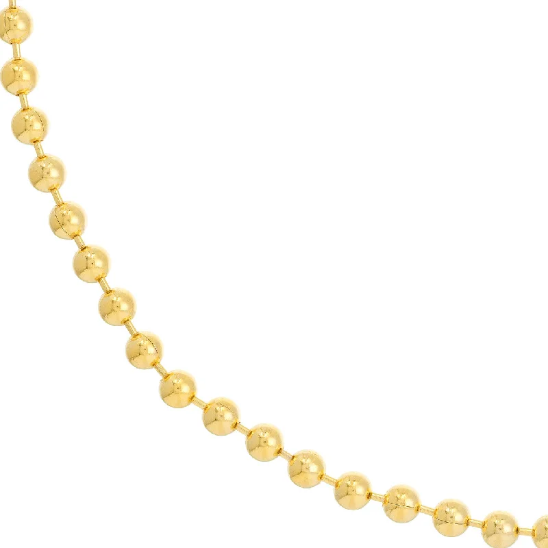 14k Gold 4mm Bead Chain Necklace with Lobster Lock