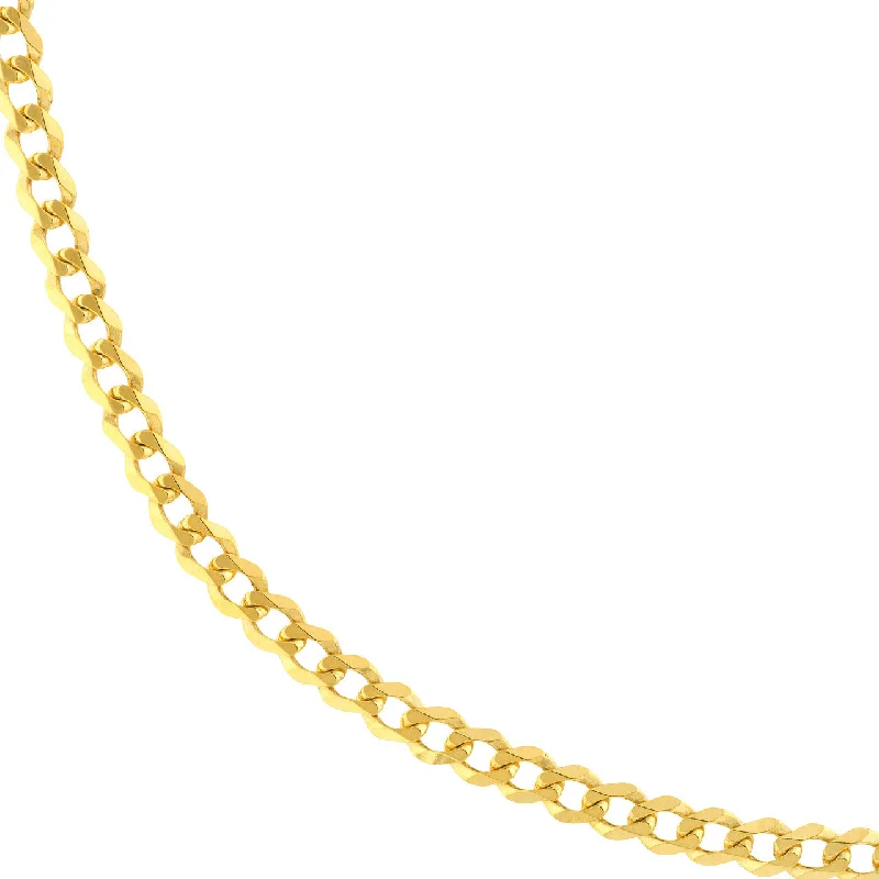 Solid 14K Yellow Gold 3.7mm Curb Chain Necklace with Lobster Lock