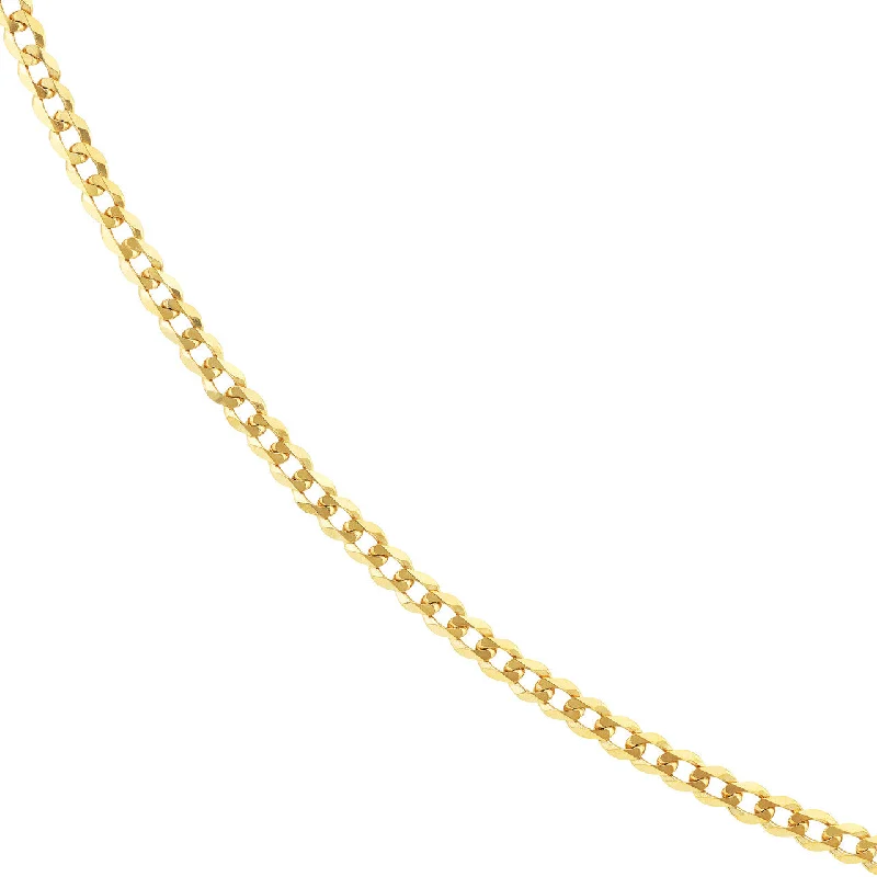 Solid 14K Gold 4.95mm Curb Chain Necklace with Lobster Lock