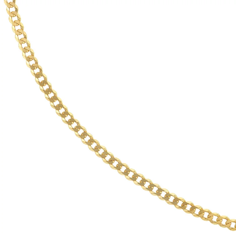 Solid 14K Gold 7mm Curb Chain Necklace with Lobster Lock