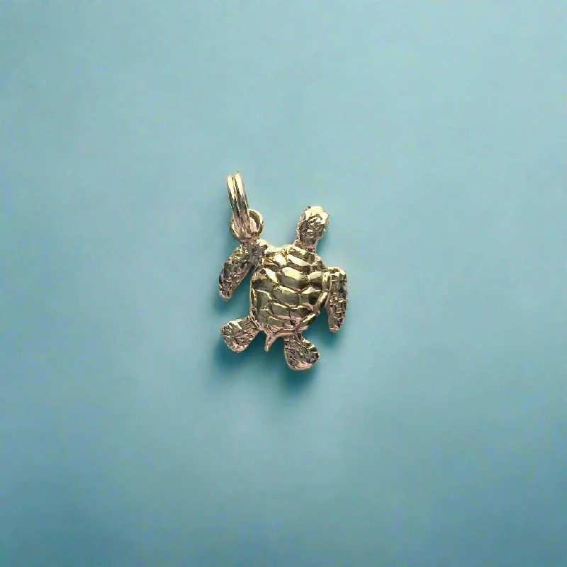 Hawaiian Baby Turtle Charm in 14K Yellow, White or Pink Gold