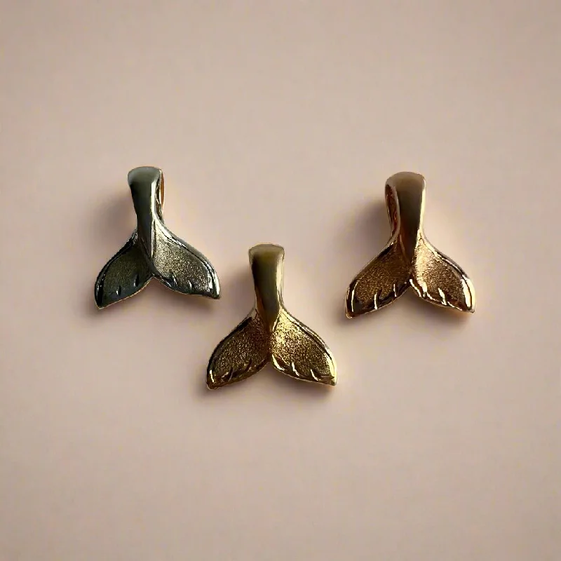 Baby Whale Tail Charm in 14K or 18K Gold