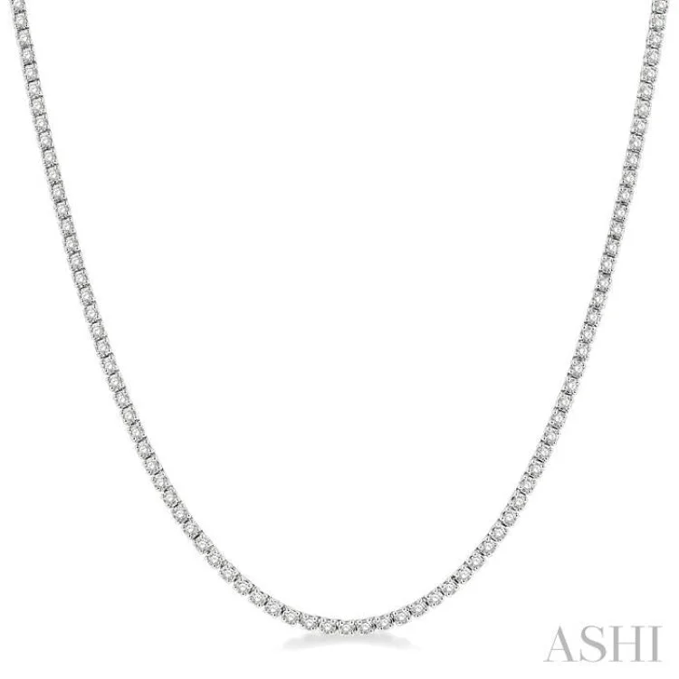 3 Ctw Round Cut Diamond Tennis Necklace in 14K White Gold