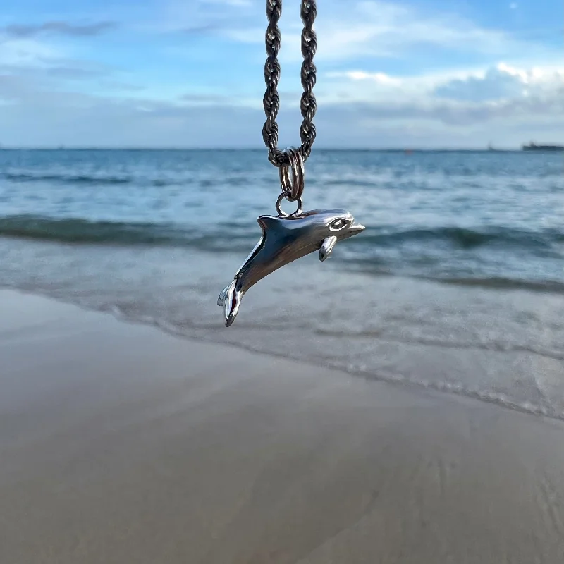 Dolphin Charm in 14K White Gold