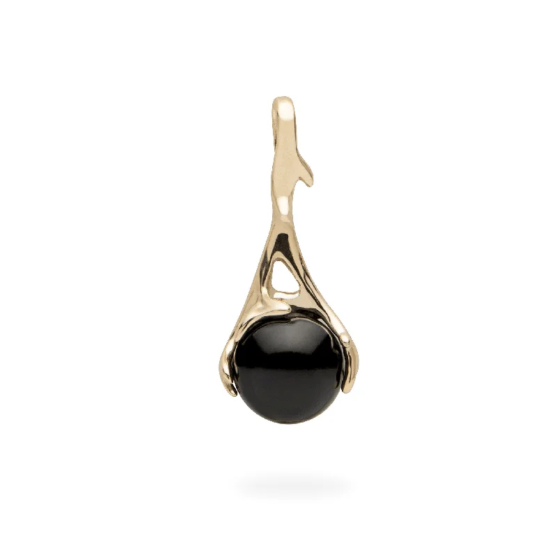 Heritage Black Coral Pendant in Gold - 25mm