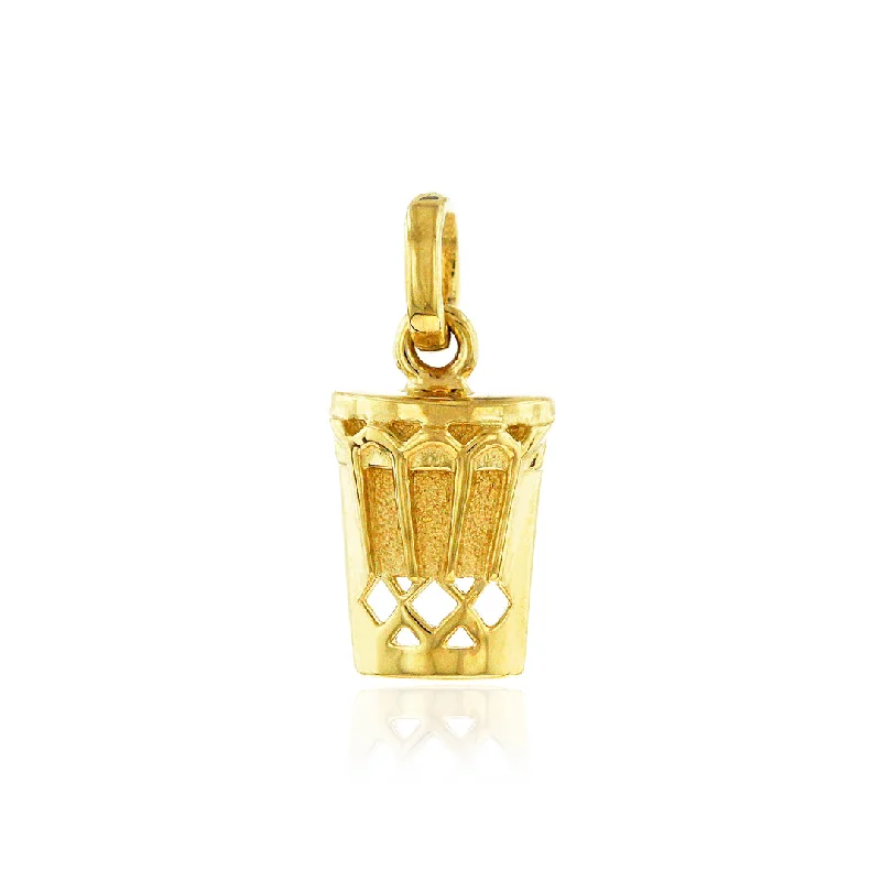 Hawaiian Pahu Drum Pendant in 14K Yellow Gold