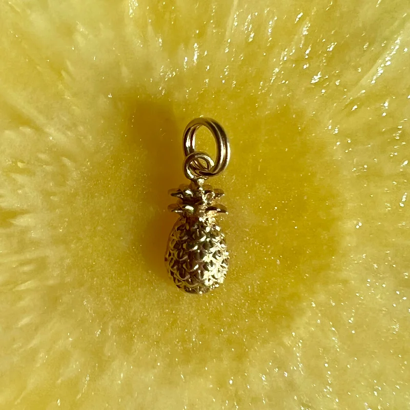 Hawaiian Pineapple Charm in 14K Yellow, White or Pink Gold