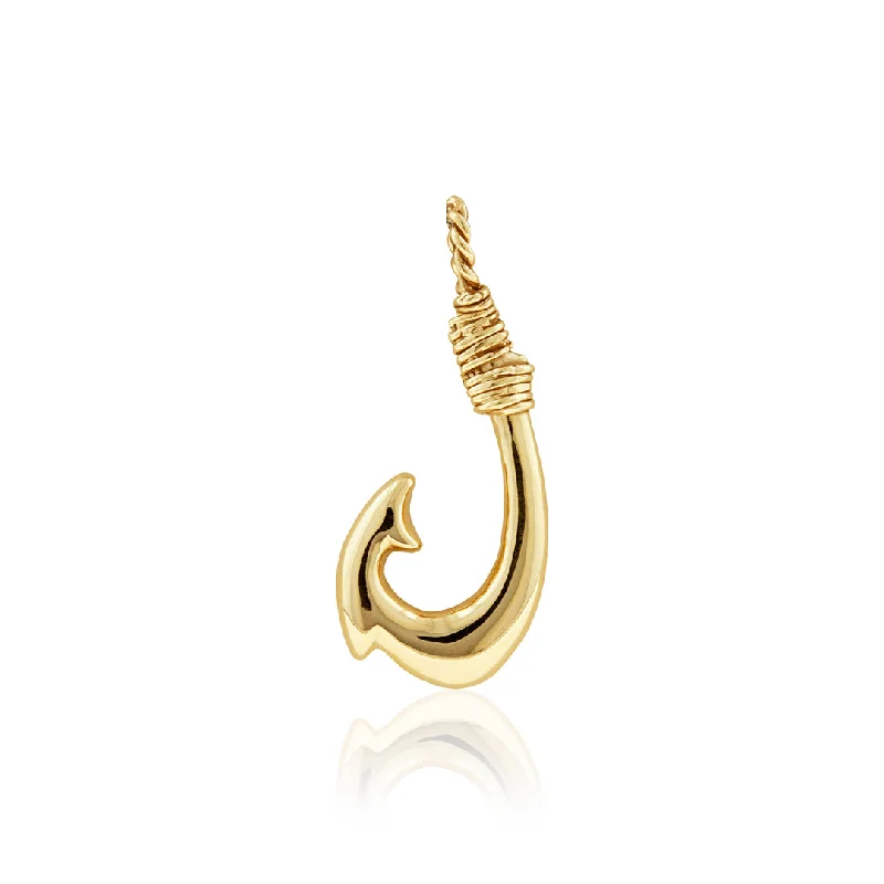 Makau (Hawaiian Fish Hook) Pendant in 14K Yellow, White or Pink Gold [small, medium or large]