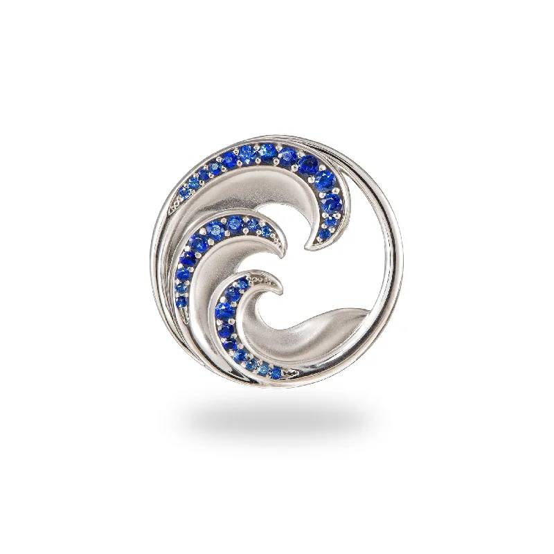 Nalu Pendant in White Gold with Blue Sapphires - 24mm