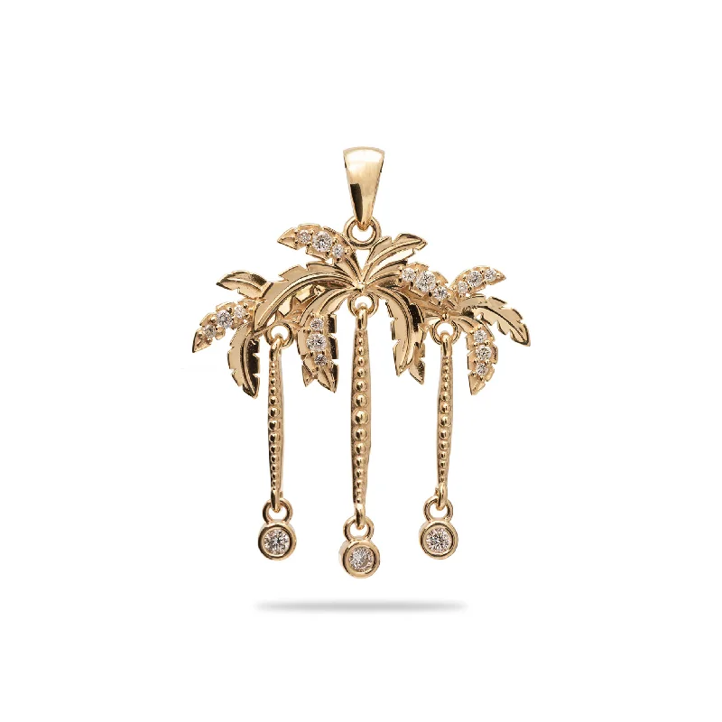 Paradise Palms - Palm Tree Pendant in Gold with Diamonds - 28mm