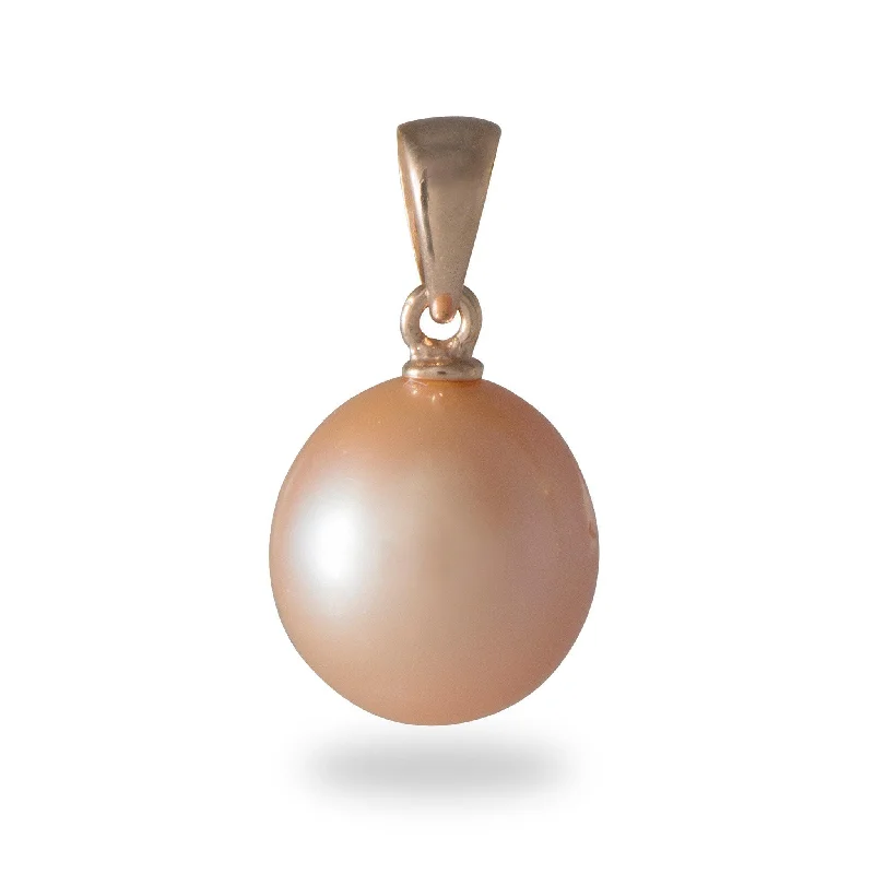 Freshwater Pearl Pendant in Rose Gold - 9-10mm