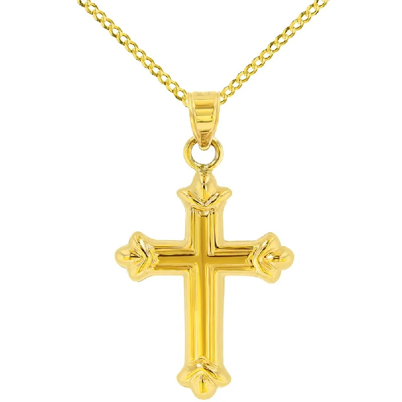 Polished 14k Yellow Gold Fleur de Lis Pendant Necklace