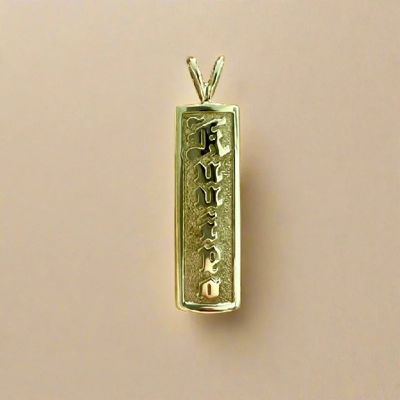 Raised "Kuuipo" 8mm x 1'' Pendant in 14K White or 18K Yellow Gold