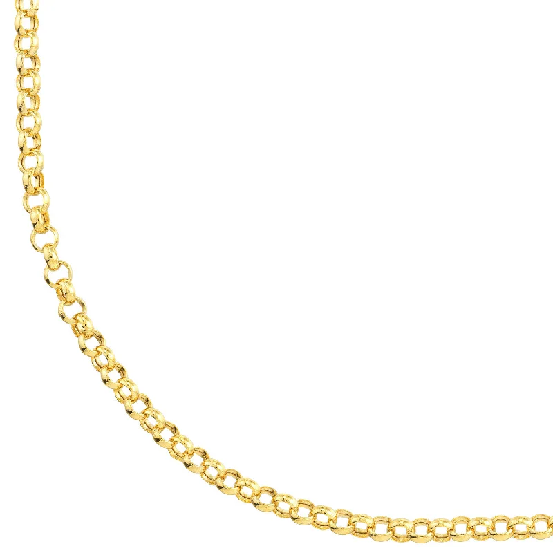 14K Gold 3.75mm Hollow Rolo Chain Necklace with Lobster Lock