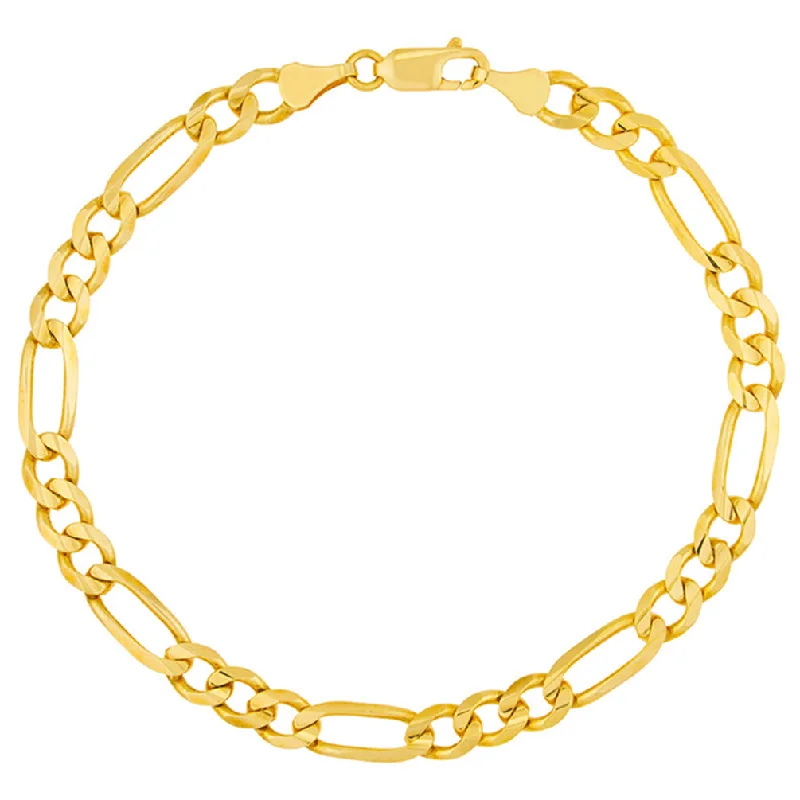 Solid 14K Gold 3.9mm Figaro Chain Bracelet with Lobster Lock, 8"