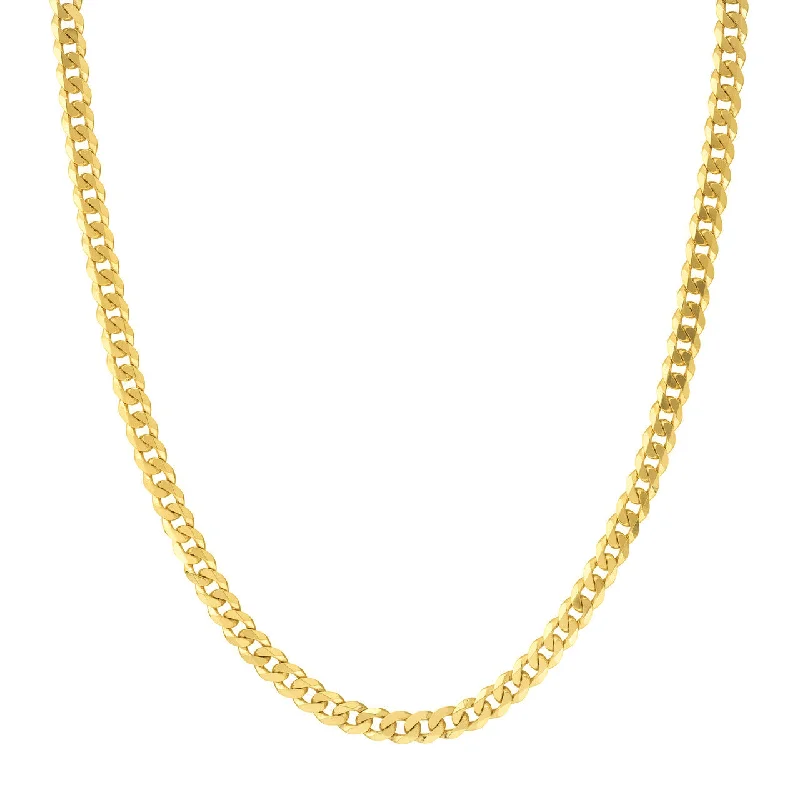 Solid 14K Yellow Gold 5mm Concave Miami Cuban Chain Necklace with Lobster Lock