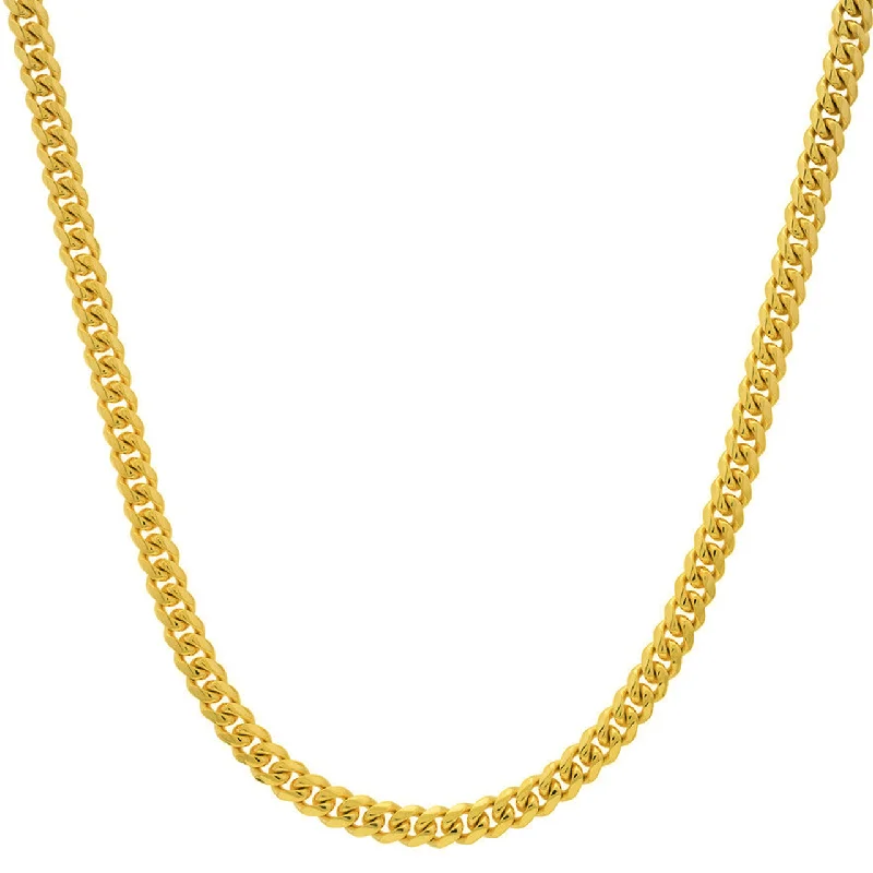 Solid 14K Yellow Gold 6mm Miami Cuban Chain Necklace with Lobster Lock