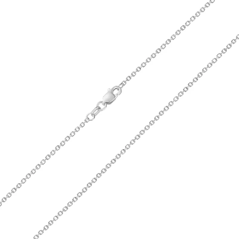 Solid 14k White Gold 1mm Cable Chain Dainty D/C Rolo Necklace with Lobster Lock