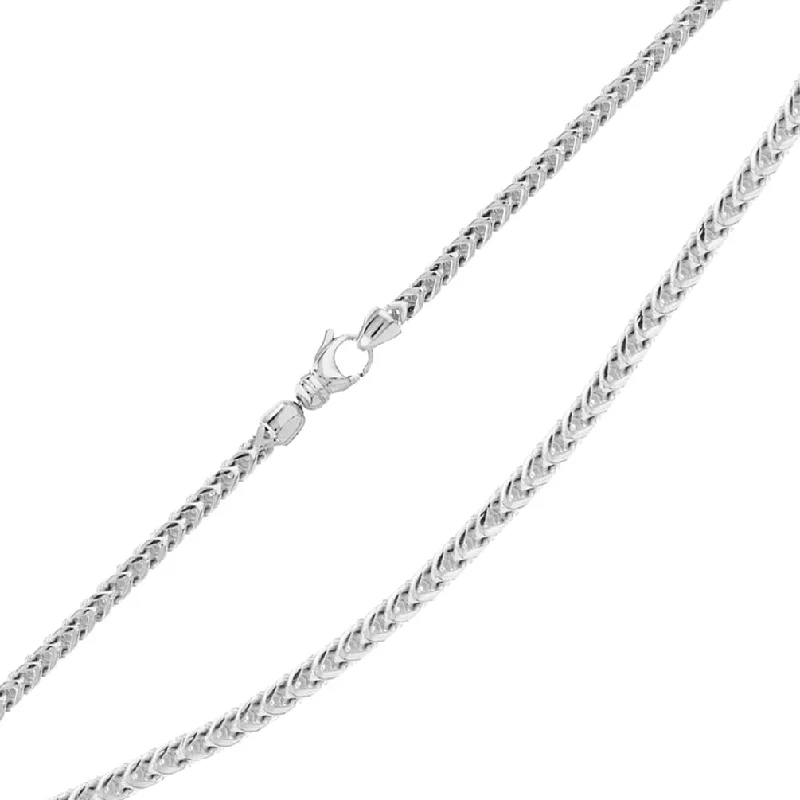 Solid 14k White Gold 2.5mm D/C Franco Chain Necklace with Lobster Lock