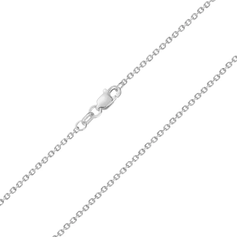 Solid 14k White Gold 2mm Cable Chain D/C Rolo Necklace with Lobster Lock