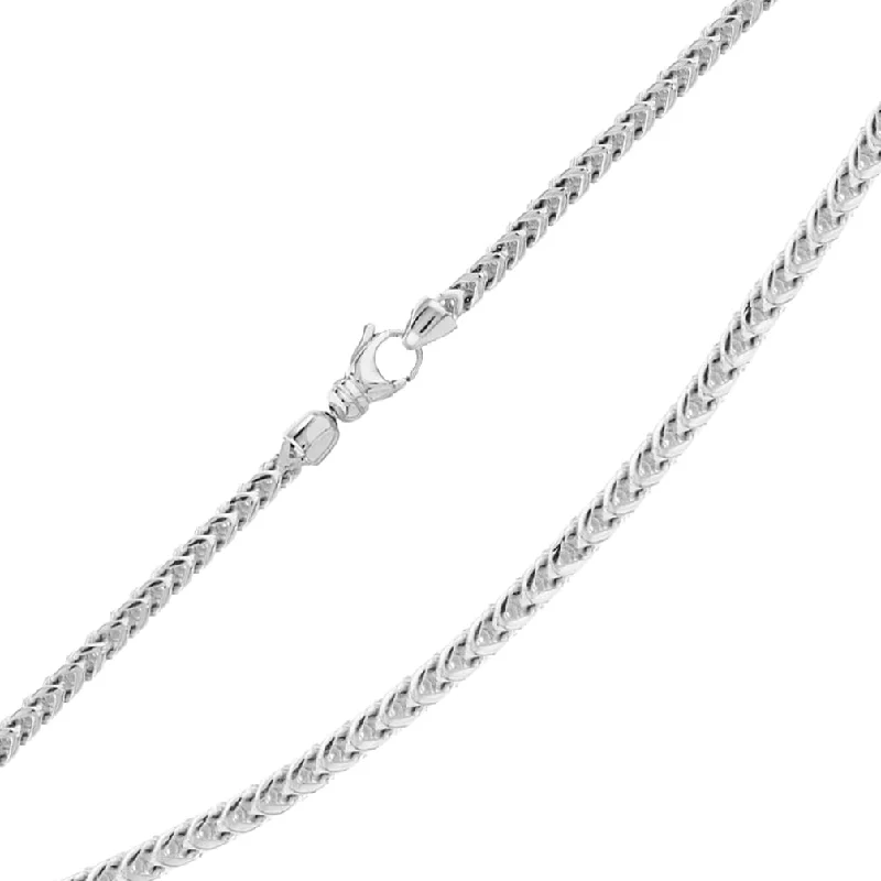 Solid 14k White Gold 3mm D/C Franco Chain Necklace with Lobster Lock