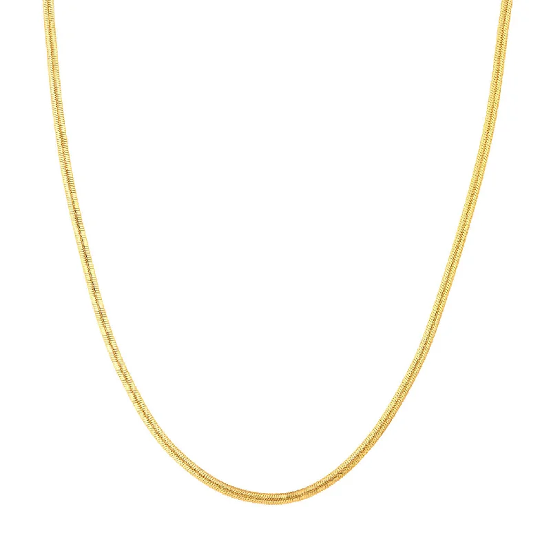 Solid 14K Yellow Gold 3.5mm Oval Snake Chain Necklace with Lobster Lock, 18"