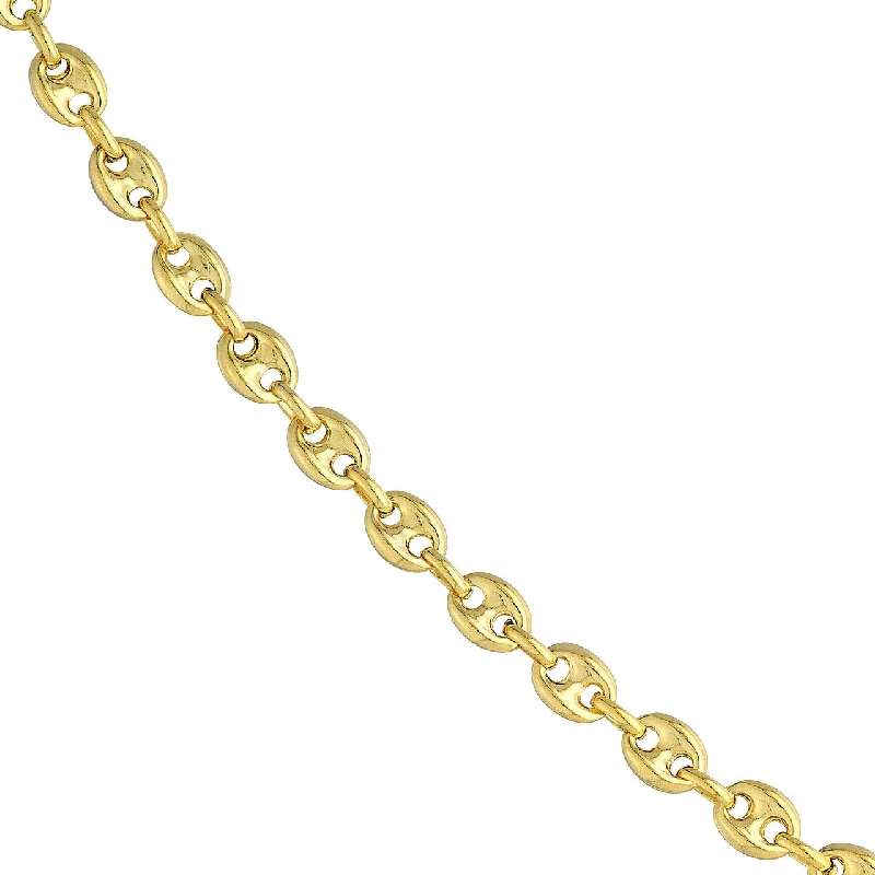 14K Yellow Gold 4.5mm Puffed Mariner Chain Necklace with Lobster Lock