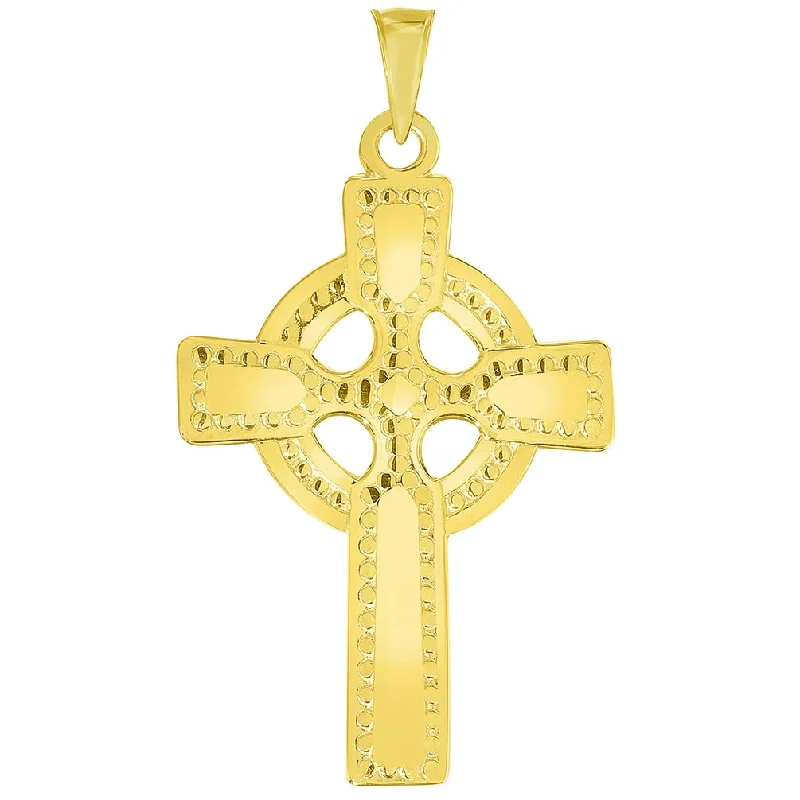 Solid 14k Yellow Gold Religious Celtic Cross Pendant