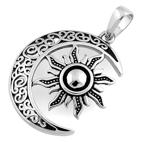 Sterling Silver Moon and Sun Celtic Pendant