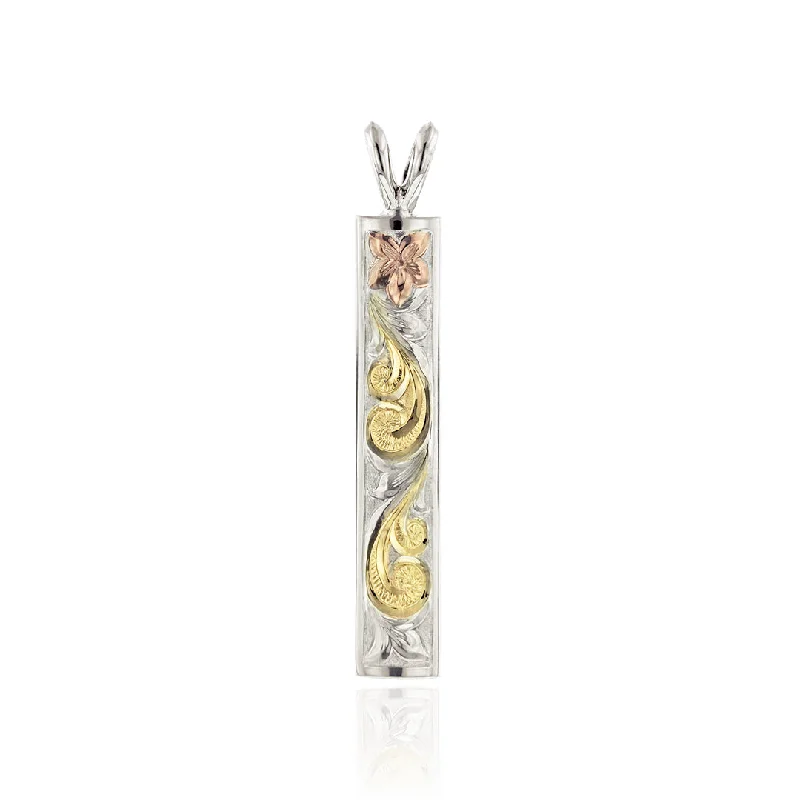 Tri-Color Haku Lei 6mm x 1 1/4'' Pendant in 14K Gold