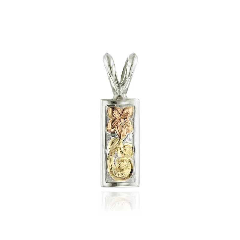 Tri-Color Haku Lei 6mm x 1/2'' Pendant in 14K Gold