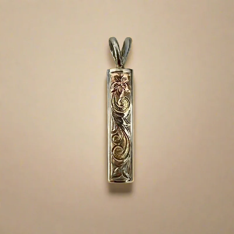 Tri-Color Haku Lei 6mm x 1'' Pendant in 14K Gold