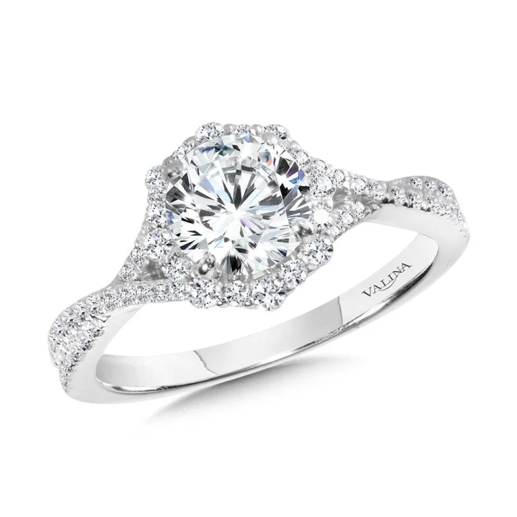 Blooming Halo & Crisscross Diamond Engagement Ring