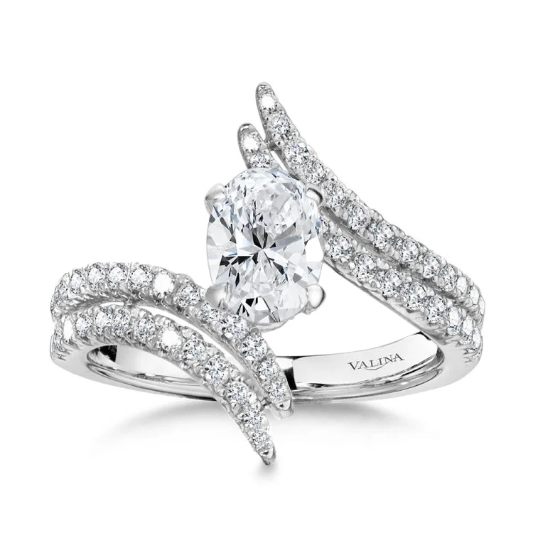 Dramatic Oval-Cut, Split Shank, Bypass, & Hidden Halo Diamond Engagement Ring