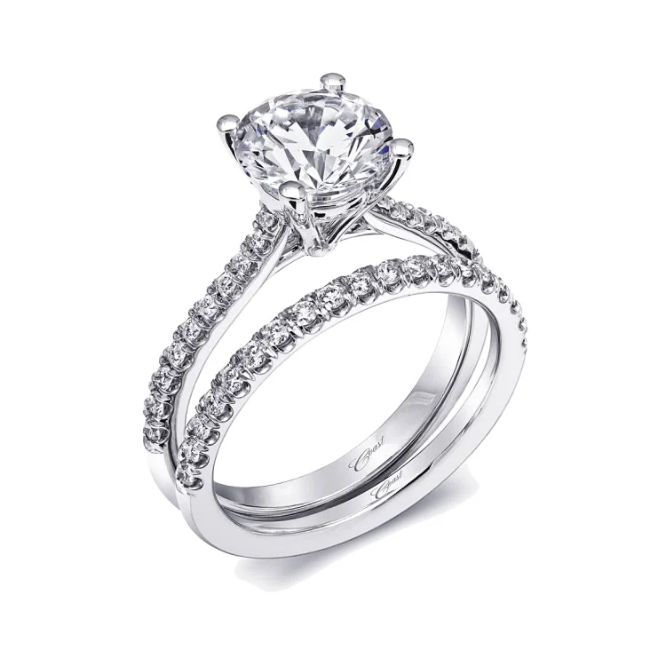 14 KT White Gold Engagement Ring With 0.15 ctw