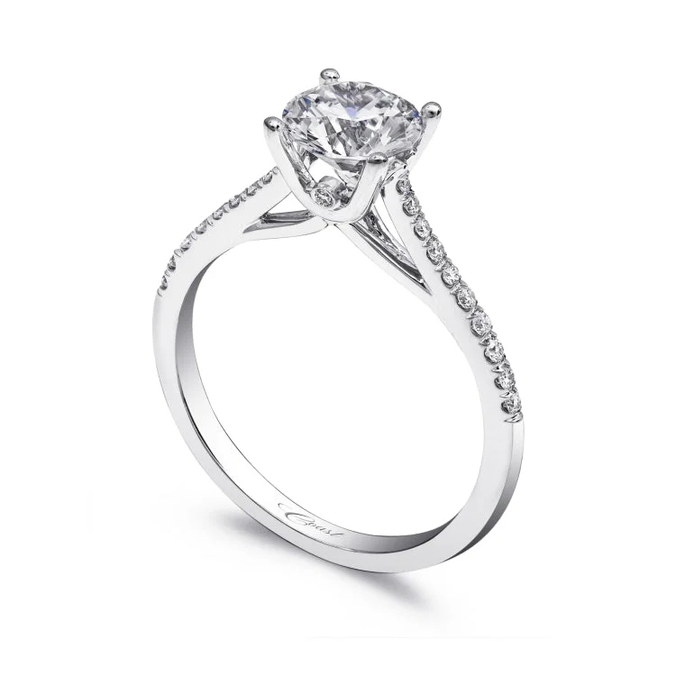 14 KT White Gold Engagement Ring With 0.13 ctw