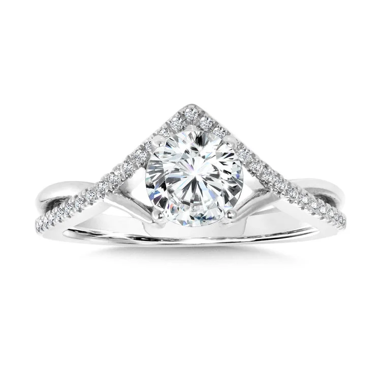 Hidden Halo & Crisscross Chevron Diamond Engagement Ring