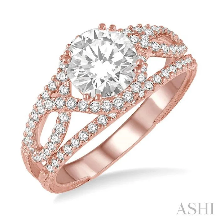 5/8 Ctw Diamond Semi-Mount Engagement Ring in 14K Rose Gold