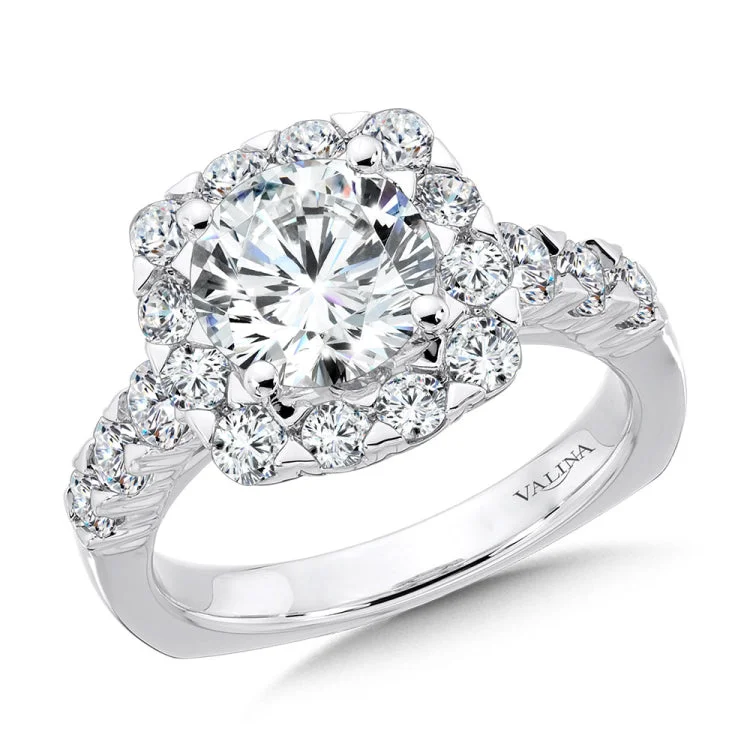 Unique Cushion-Shaped Halo Diamond Engagement Ring