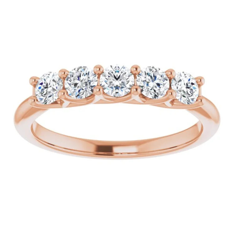 14K Rose 5/8 CTW Natural Diamond Anniversary Band