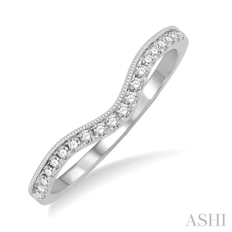 1/5 Ctw Round Cut Diamond Wedding Band in 14K White Gold