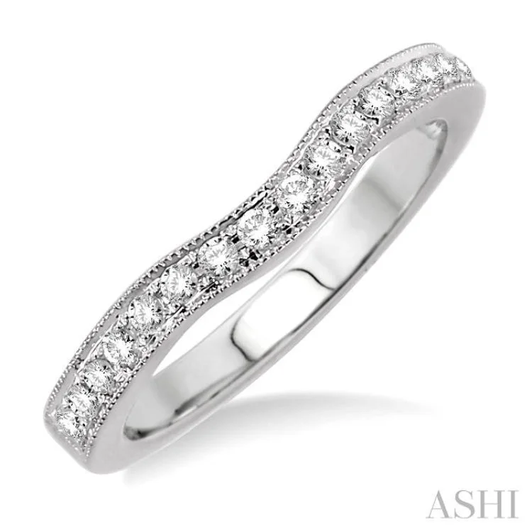 1/5 Ctw Round Cut Diamond Matching Wedding Band in 14K White Gold