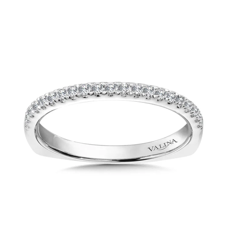 True fit matching diamond wedding band and a beautiful reminder of that special day for years to come.